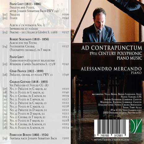 Ad Contrapunctum. 19th Century Polyphonic Piano Music - CD Audio di Alessandro Mercando - 2