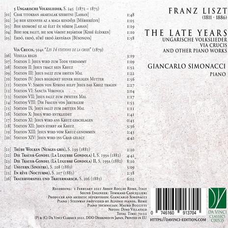 The Late Years - CD Audio di Franz Liszt,Giancarlo Simonacci - 2