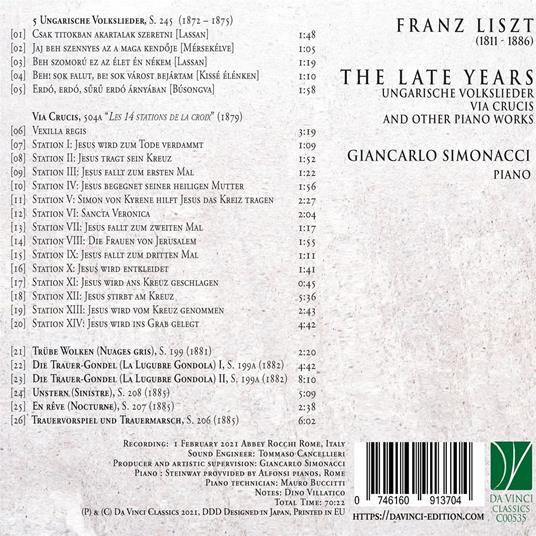 The Late Years - CD Audio di Franz Liszt,Giancarlo Simonacci - 2
