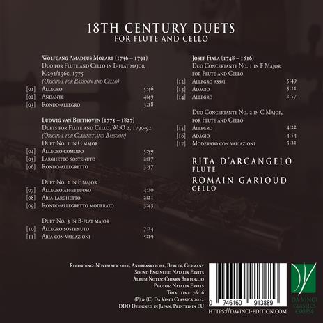 18th Century Duets for Flute and Cello - CD Audio di Rita D'Arcangelo - 2