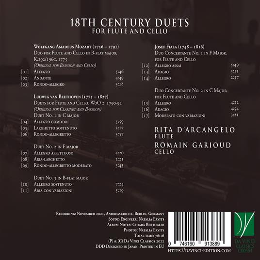 18th Century Duets for Flute and Cello - CD Audio di Rita D'Arcangelo - 2
