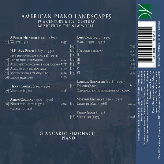 American Piano Landscapes. 19th Century and 20th Century Music from the New World - CD Audio di Giancarlo Simonacci - 2