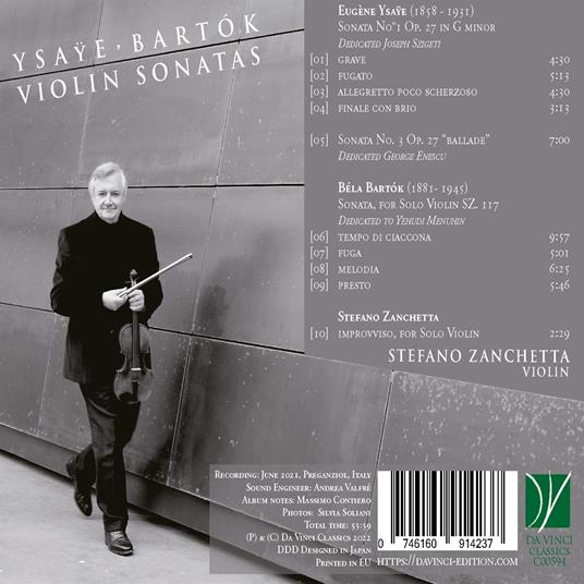 Violin Sonatas - CD Audio di Bela Bartok,Eugene Ysaye,Stefano Zanchetta - 2