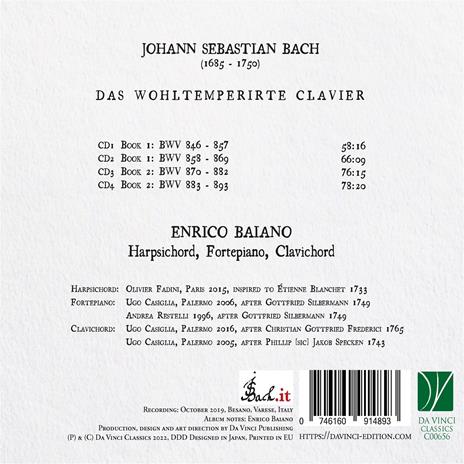 Das Wohltemperier Clavier - CD Audio di Johann Sebastian Bach,Enrico Baiano - 2