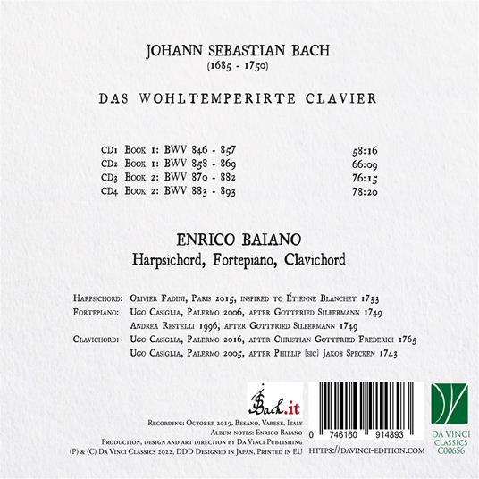 Das Wohltemperier Clavier - CD Audio di Johann Sebastian Bach,Enrico Baiano - 2