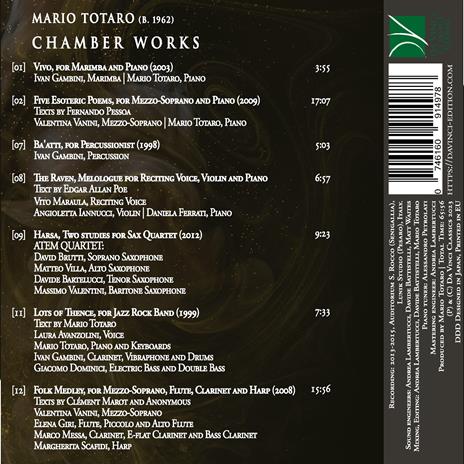Chamber Works - CD Audio di Mario Totaro - 2