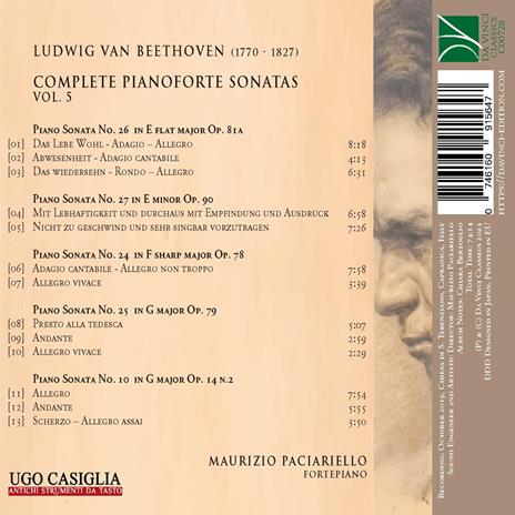 Sonate complete per pianoforte vol.5 - CD Audio di Ludwig van Beethoven,Maurizio Paciariello - 2