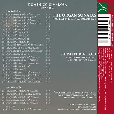 The Organ Sonatas - CD Audio di Domenico Cimarosa,Giuseppe Rigliaco - 2