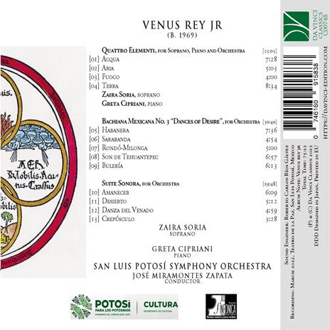 Quattro elementi - Bachiana mexicana n.3 - Suite sonora - CD Audio di Venus Rey Jr,Zaira Soria - 2