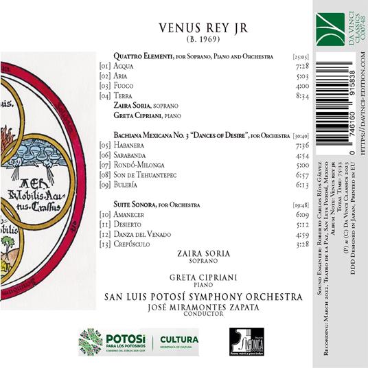 Quattro elementi - Bachiana mexicana n.3 - Suite sonora - CD Audio di Venus Rey Jr,Zaira Soria - 2