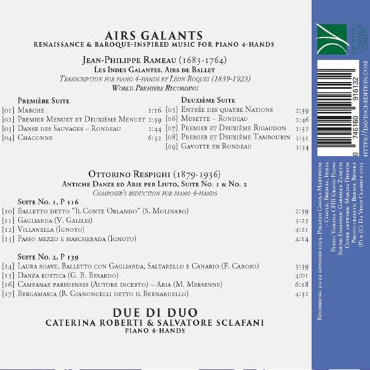 Airs Galants -  Renaissance - CD Audio di Jean-Philippe Rameau,Ottorino Respighi,Due Di Duo - 2