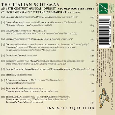 The Italian Scotsman: An 18th Century Musical Journey into Old Scottish Music Collected - CD Audio di Ensemble Aqua Felix - 2