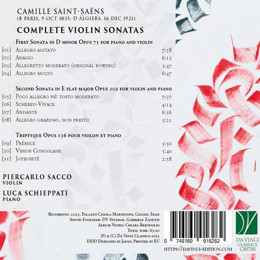 Complete Violin Sonatas - CD Audio di Camille Saint-Saëns,Piercarlo Sacco - 2