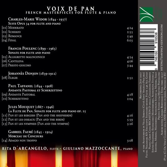 Voix de Pan. French Masterpieces for Flute & Piano - CD Audio di Rita D'Arcangelo - 2