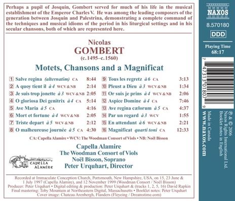 Motets and Chansons (Digipack) - CD Audio di Nicolas Gombert - 2