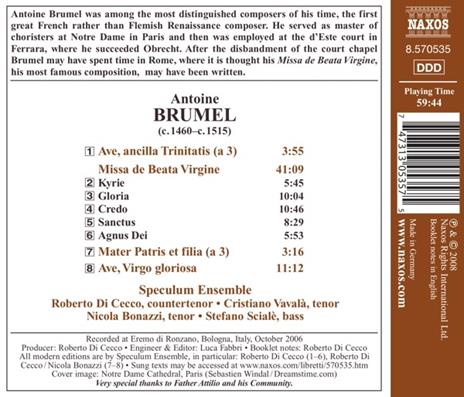 Missa De Beata Virgine, Ave Virgo Gloriosa, Ave, Ancilla Trinitatis (Digipack) - CD Audio di Antoine Brumel - 2