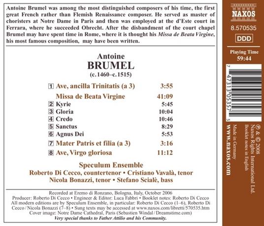 Missa De Beata Virgine, Ave Virgo Gloriosa, Ave, Ancilla Trinitatis (Digipack) - CD Audio di Antoine Brumel - 2