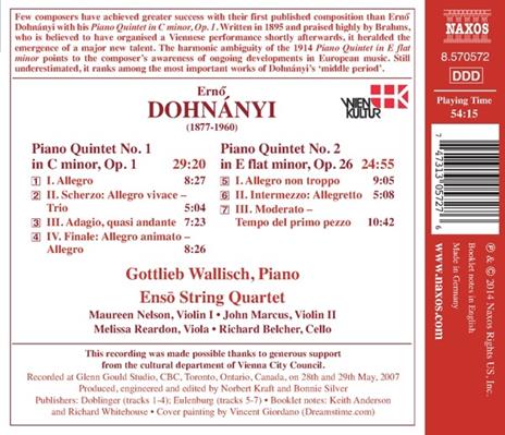 Quintetti per archi e pianoforte - CD Audio di Erno Dohnanyi - 2
