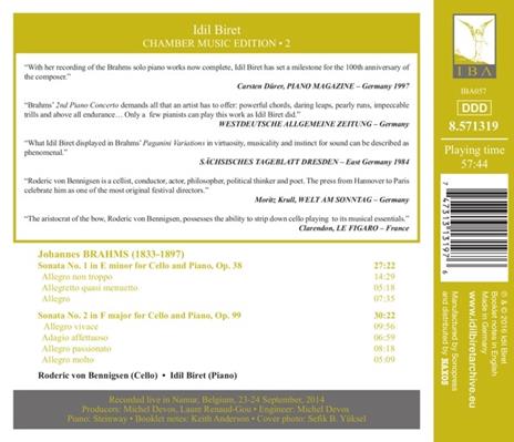 Sonate per violoncello n.1 op.38, n.2 op.99 - CD Audio di Johannes Brahms - 2