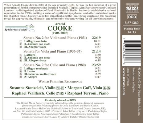 3 Sonate per archi e pianoforte - CD Audio di Arnold Cooke - 2