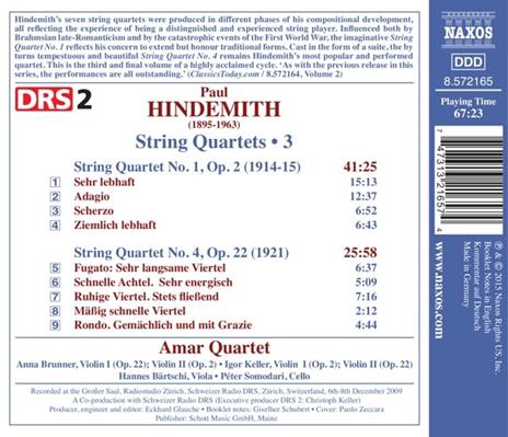 Quartetti per archi vol.3 - CD Audio di Paul Hindemith - 2