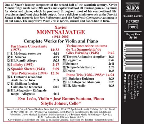 Opere per violino e pianoforte - CD Audio di Xavier Montsalvadtge - 2