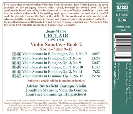 Sonate per violino e basso continuo - CD Audio di Jean-Marie Leclair - 2