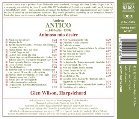 Animoso Mio Desire - CD Audio di Andrea Antico - 2