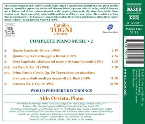 Opere per pianoforte vol.2 - CD Audio di Camillo Togni - 2