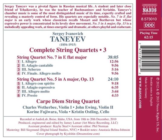 Quartetti per archi vol.3 - CD Audio di Sergej Taneyev - 2