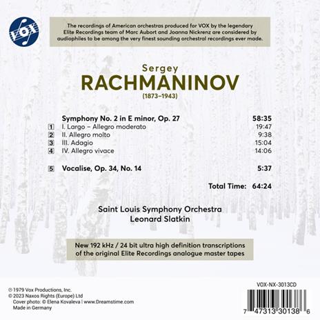 Symphony No.2 Op.27-Vocalise Op.34 No.14 - CD Audio di Sergei Rachmaninov,Leonard Slatkin,Saint Louis Symphony Orchestra - 2