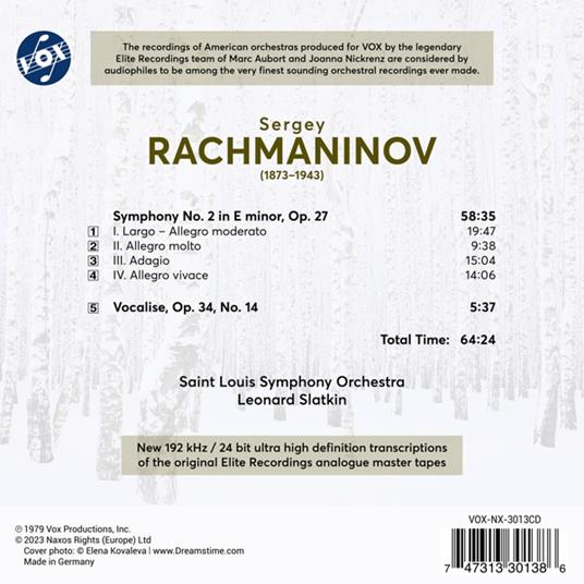 Symphony No.2 Op.27-Vocalise Op.34 No.14 - CD Audio di Sergei Rachmaninov,Leonard Slatkin,Saint Louis Symphony Orchestra - 2
