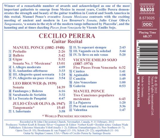 Sonata per Chitarra - Cecilio Perera Guitar Recital - CD Audio di Leo Brouwer - 2