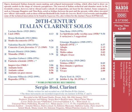 Opere per clarinetto solo del 900 italiano - CD Audio di Sergio Bosi - 2
