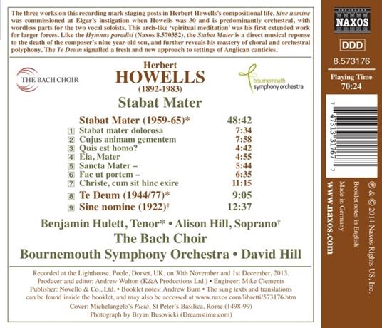 Sine Nomine - Stabat Mater - Te Deum - CD Audio di Herbert Howells,David Hill - 2