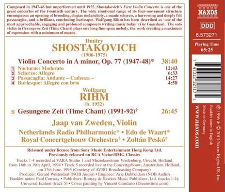 Concerto per violino / Gesungene Zeit - CD Audio di Dmitri Shostakovich,Wolfgang Rihm - 2