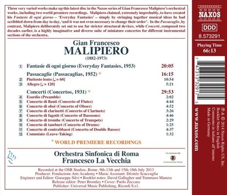 Fantasie di ogni giorno - Passacaglie - Concerti - CD Audio di Gian Francesco Malipiero - 2