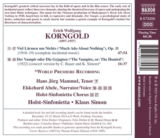 Complete Incidental Music - CD Audio di Erich Wolfgang Korngold - 2