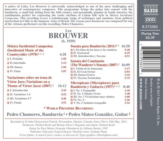 Musica per bandurria e chitarra - CD Audio di Leo Brouwer - 2