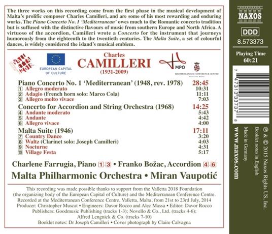 Concerto per pianoforte - Suite Malta - CD Audio di Charles Camilleri - 2
