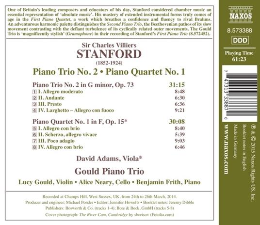Trii con pianoforte n.1, n.2 - CD Audio di Sir Charles Villiers Stanford,Gould Piano Trio - 2