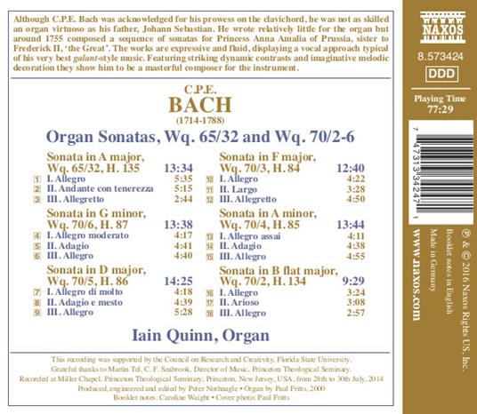 Sonate per organo (Integrale) - CD Audio di Carl Philipp Emanuel Bach - 2