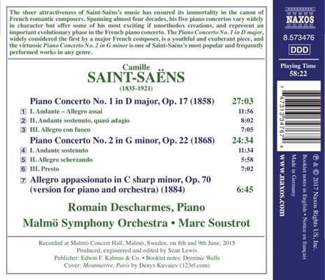 Concerto per pianoforte n.1, n.2 - CD Audio di Camille Saint-Saëns,Malmö Symphony Orchestra,Marc Soustrot - 2