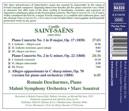 Concerto per pianoforte n.1, n.2 - CD Audio di Camille Saint-Saëns,Malmö Symphony Orchestra,Marc Soustrot - 2