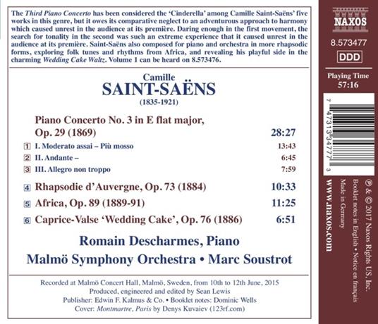 Concerto per pianoforte n.3 op.29 - Rhapsodie d’Auvergne op.73 - CD Audio di Camille Saint-Saëns,Malmö Symphony Orchestra,Marc Soustrot - 2