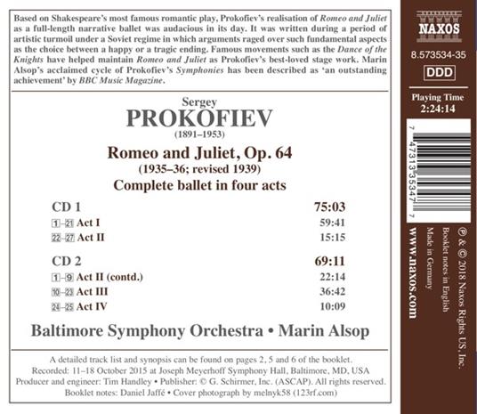 Romeo e Giulietta - CD Audio di Sergei Prokofiev,Baltimore Symphony Orchestra,Marin Alsop - 2