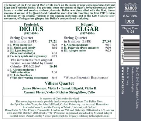 Quartetto per archi - CD Audio di Edward Elgar,Frederick Delius,Villiers Quartet - 2