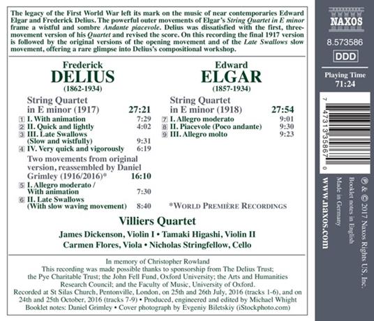 Quartetto per archi - CD Audio di Edward Elgar,Frederick Delius,Villiers Quartet - 2