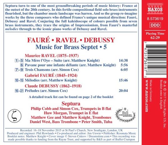 Musica per settimino di ottoni vol.5 - CD Audio di Claude Debussy,Maurice Ravel,Septura - 2