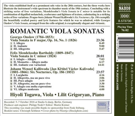 Sonata per viola op.16 n.1 - CD Audio di Felix Mendelssohn-Bartholdy,George Onslow,Hiyoli Togawa - 2